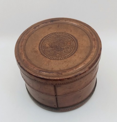 Antique leather collar box - leather,