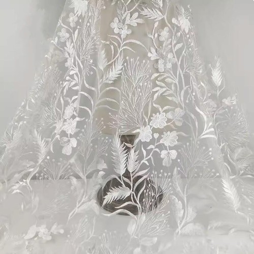 White floral embroidery lace - floral,