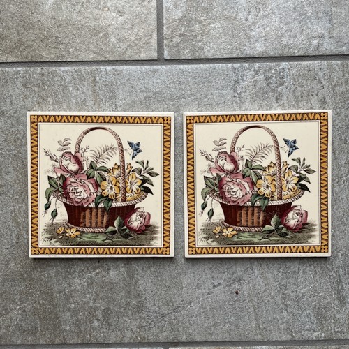Vintage ceramic tiles floral - 2,