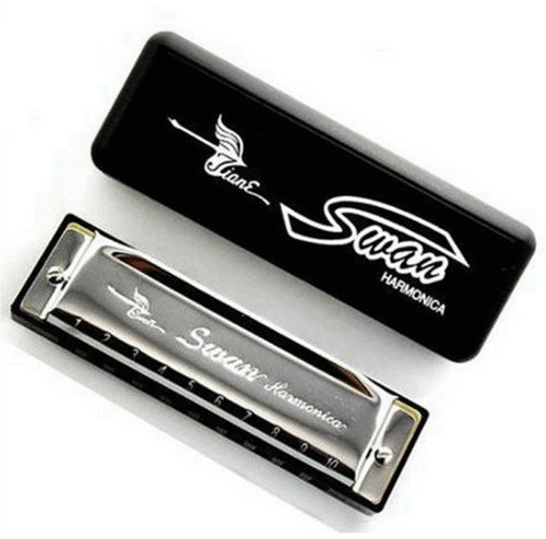 New silver swan harmonica - silver, 10