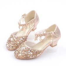 2025 Girls Kids Childrens Low Heel Party Wedding Mary Jane Sparkly Sandals Shoes