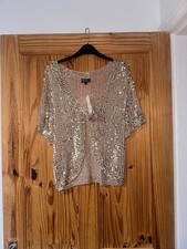 BNWT Casamia Gold Sequin Knit Shrug/Bolero - S/M