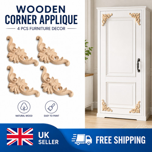 4pcs wooden carved corner - wooden,