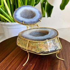 3.52lb Natural Agate Treasure Basin Quartz Rock Earth Crystal Cave Healing