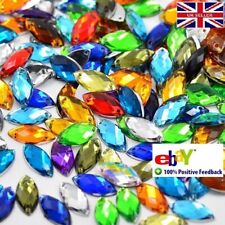 50 Mixed  SEWING Beads Rhinestones Gem  7 x 15mm  Tear Drop Flat Back