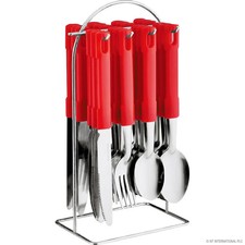24PC Red Cutlery Set Stainless