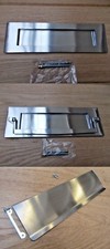 SATIN CHROME -Front door Internal External letter box postal plate cover
