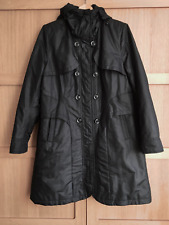 CREENSTONE Black Padded Weatherproof Parka Raincoat - Hood, Zip, Buttons UK 16