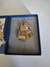 Colour Box Peter Fagan miniature enamel Cat brooch  by FISH 1990swith box