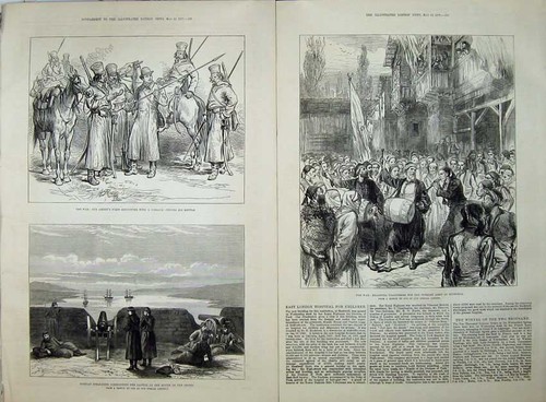 Old antique print war 1877 - antique,