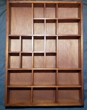 12" X 16" X 1.5" Wood Trinket Wall Shelf Sectioned Miniatures Display Case