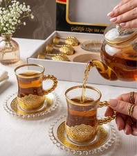 Luxury Gold Glass Tea Cup &