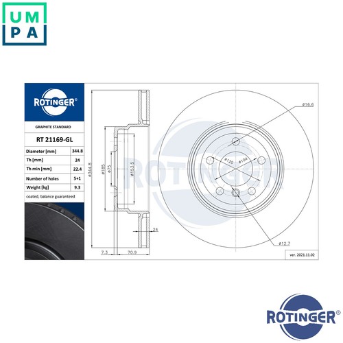 Brake disc 21169 gl - disc, for