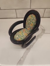 Vtg. Sewing Pin Cushion Horse Shoes Rocking Chair Green Pink Butterflies Flowers