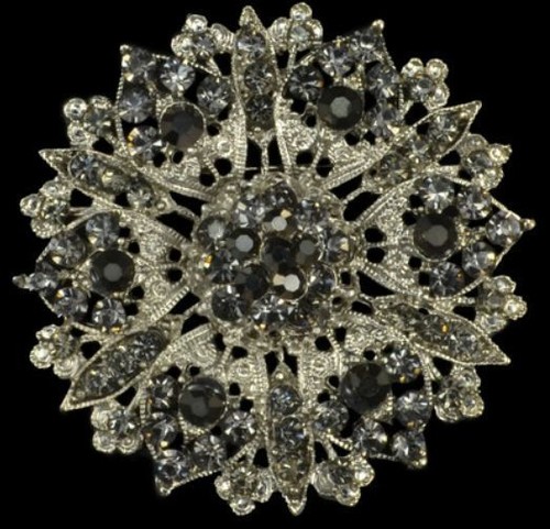 Large grey rhinestone - 2.25",