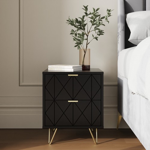 Alora black bedside table - bedside, pair