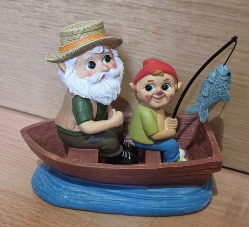 Mini fishing boat gnome - fishing,