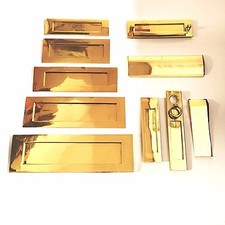 Solid Polished Brass Victorian Sprung Letter Plate - Internal Flap Tidy Cover