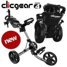 Clicgear 4.0 Golf Push Trolley Cart Silver Umbrella +Drinks Holder - NEW! 2025