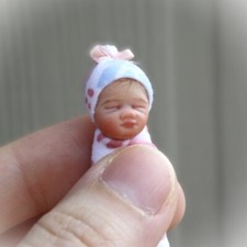 Tiny 1:12 Scale OOAK Bundle Baby Girl Sculpted from Polymer Clay by YivArtDolls