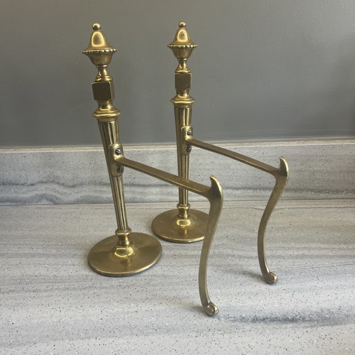Brass pair fire dog guards - dog,