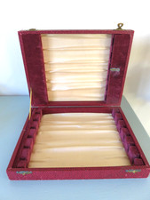 VINTAGE CUTLERY BOX - RED LEATHERETTE WITH SILK LINING - EMPTY