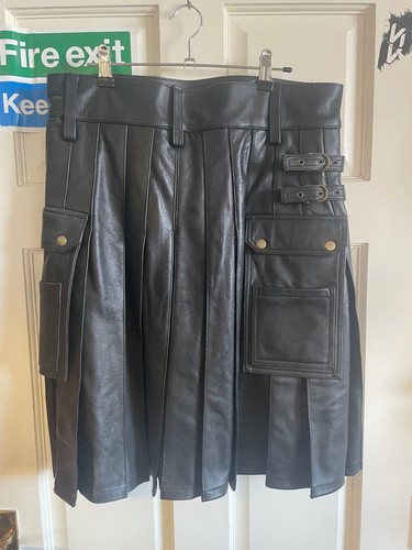 Bluf black leather pleated - black,
