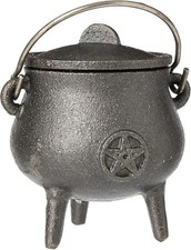 SMALL Cast Iron Witches Pentagram Cauldron Wicca Pagan Gothic Halloween Spells