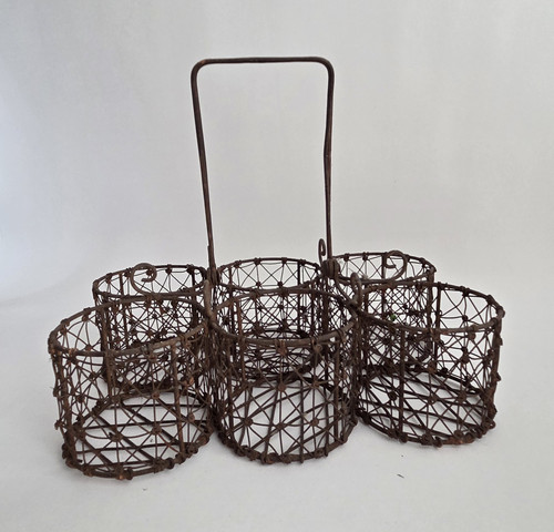 Vintage wire milk bottle - vintage,
