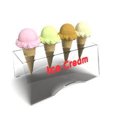 ICE CREAM CONE STAND HOLDER FOR 4 CONES WITH ICE CREAM TEXT