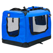 LARGE L BLUE KCT FABRIC PET CARRIER BAG CAT DOG TRAVEL CRATE PORTABLE FOLDABLE