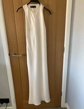 Zara Ecru Light Cream off white Satin Midi Maxi Dress Backless M Bridal Hen Do