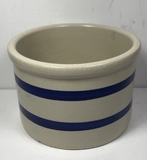 Vintage Robinson Ransbottom Pottery R.R.P.Co 1 Qt Low Blue Crock Roseville 6.5”