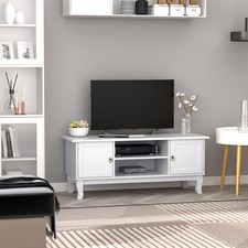 TV Stand High Gloss Unit Corner Table Storage Display Shelves With Drawer White
