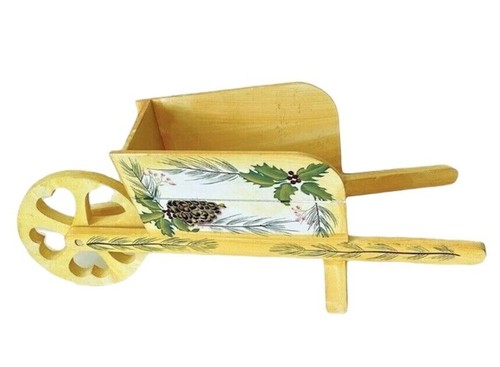 Plant stand wood wheelbarrow - stand,