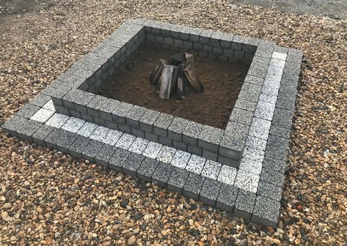 Fire pit square granite paving