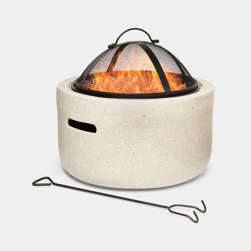 Vonhaus beige round fire - vonhaus,