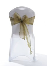 Olive Green Organza Wedding Chair Sash 1,25,50 or 100 sashes 