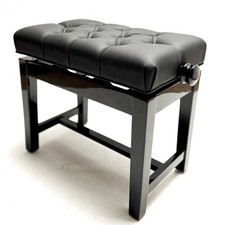 MARCATO Piano Stool, Adjustable, Leatherette Seat, Polished Ebony