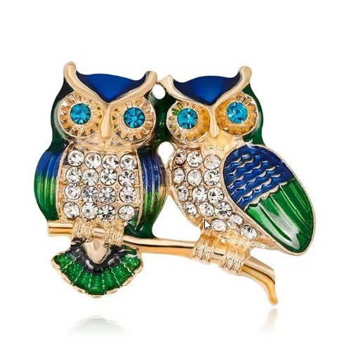 Lovely two owls - enamel, and