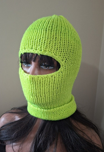 Neon green knit balaclava hat - neon,