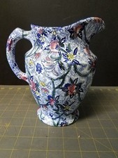 RINGTONS LTD NEW CASTLE BLUE FLORAL PITCHER NO CHIPS NO CRACKS MALING WARE