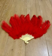 Red ostrich feather fan large burlesque cabaret