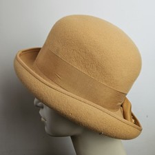 Ladies Vintage bowler hat mustard gold 100% Wool 