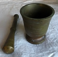 Antique 3 Kilo French Brass Bronze Thick Walled Apothecary Pestle and Mortar.