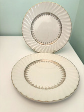 Vintage Aynsley  China Tea Plates 2 White Gold Trim