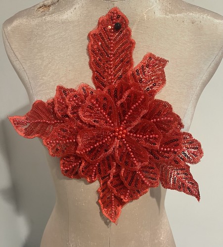 Red flower embroidery - red,
