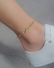 Ladies Gold Ankle Bracelet, Cz