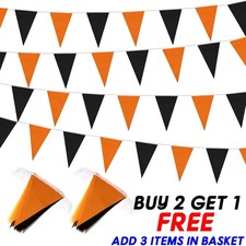 Halloween Bunting Banner Black Orange Flag Garland Pennant for Indoor Outdoor UK