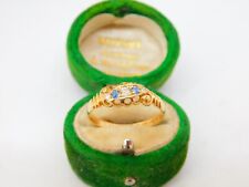 Edwardian 18ct Yellow Gold, Sapphire & Diamond Boat Ring Antique 1905 Chester